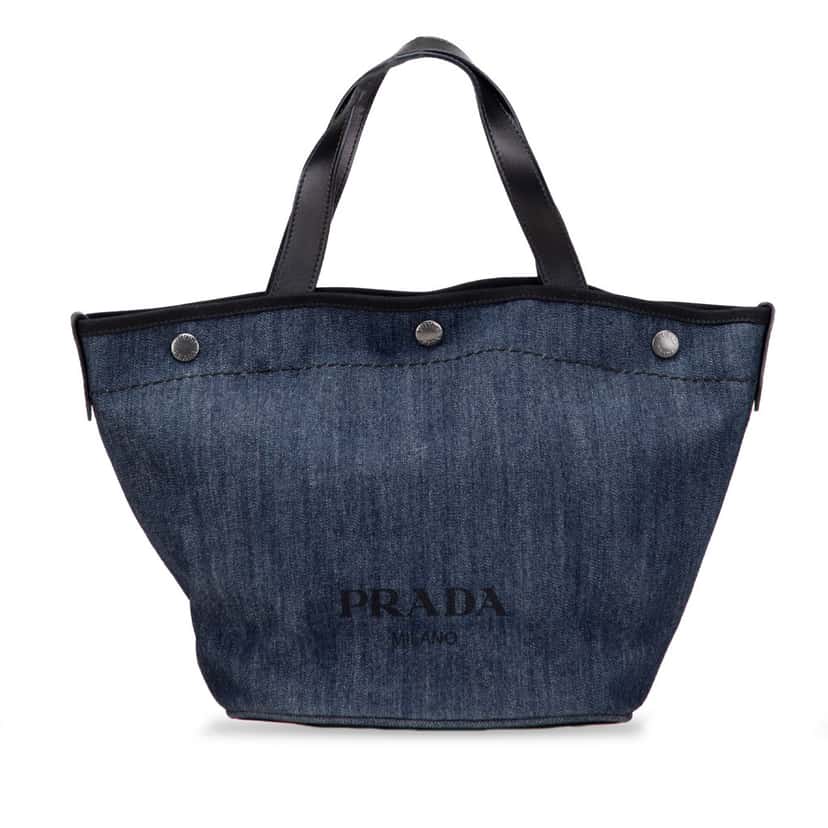 Prada Denim Logo Satchel Blue Denim Very good condition - Front View