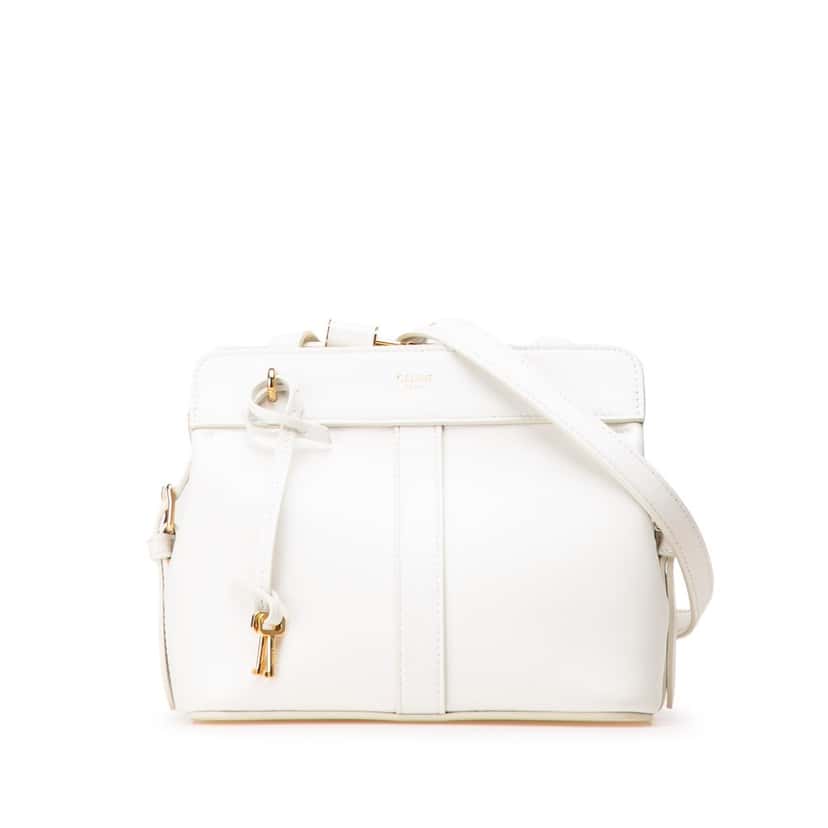 Celine Teen Leather Cabas De France Crossbody White Leather Very good condition - Front View