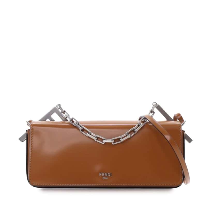 Fendi Patent First Sight Chain Satchel Brown Leather Good condition - Front View