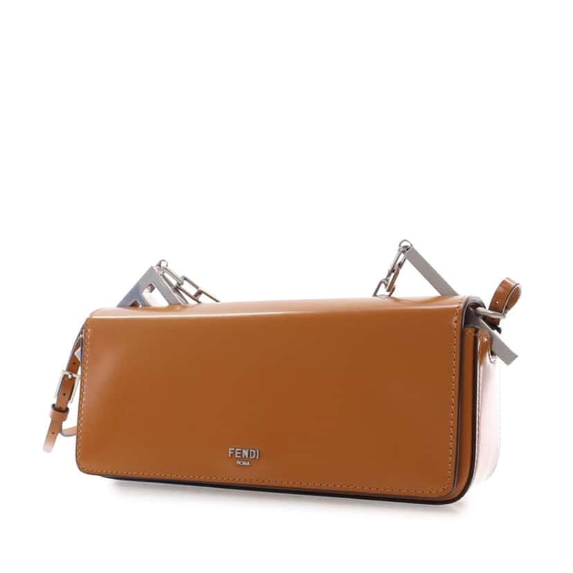 Fendi Patent First Sight Chain Satchel Brown Leather Good condition - Back View