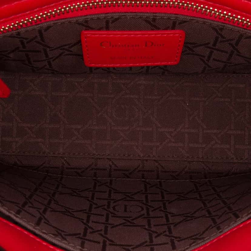 Dior Small Lambskin Cannage My ABCDior Lady Dior Red Leather Good condition - Model View