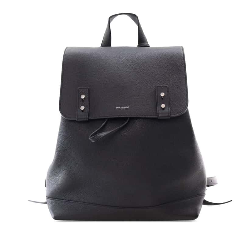 Saint Laurent Grained Calfskin Sac De Jour Backpack Black Leather Good condition - Front View