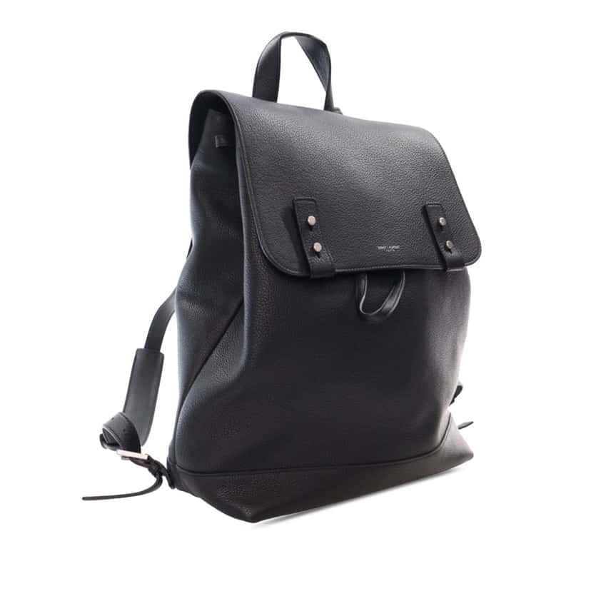 Saint Laurent Grained Calfskin Sac De Jour Backpack Black Leather Good condition - Back View