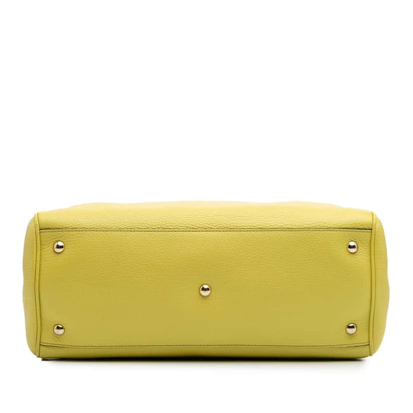 Gucci Medium Calfskin Bamboo Shopper Satchel Yellow Leather Good condition - Inside View