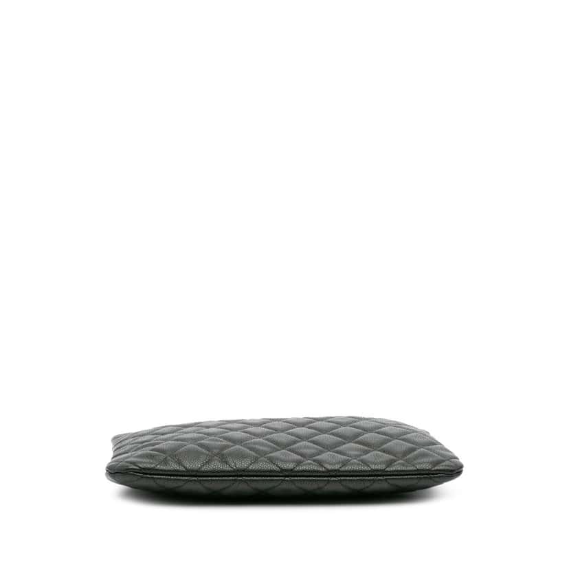 Chanel Medium Quilted Caviar O Case Clutch Black Leather Good condition - Inside View