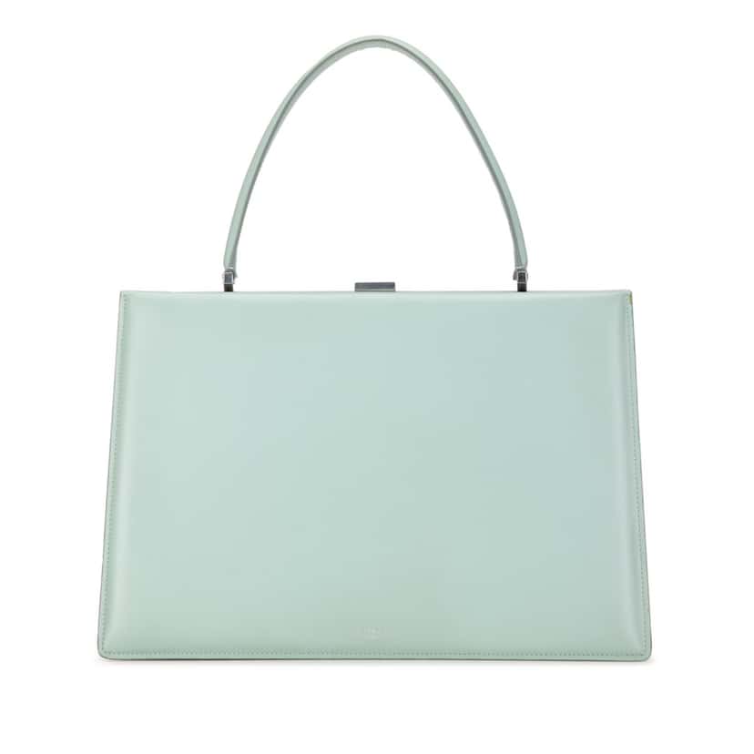 Celine Clasp Leather Tote Green Leather Good condition - Front View