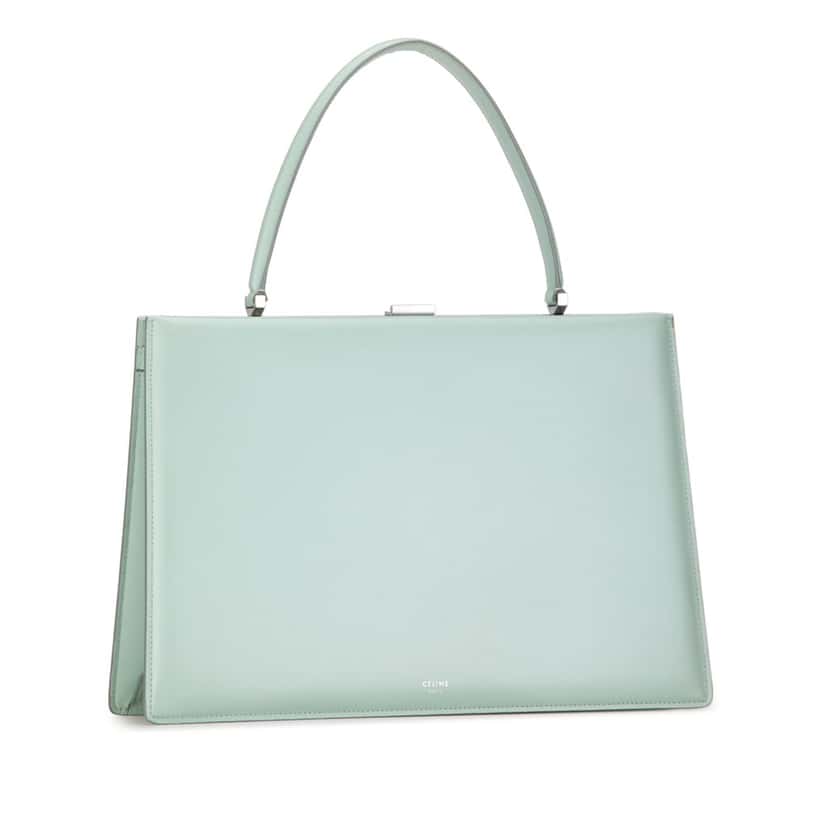 Celine Clasp Leather Tote Green Leather Good condition - Back View