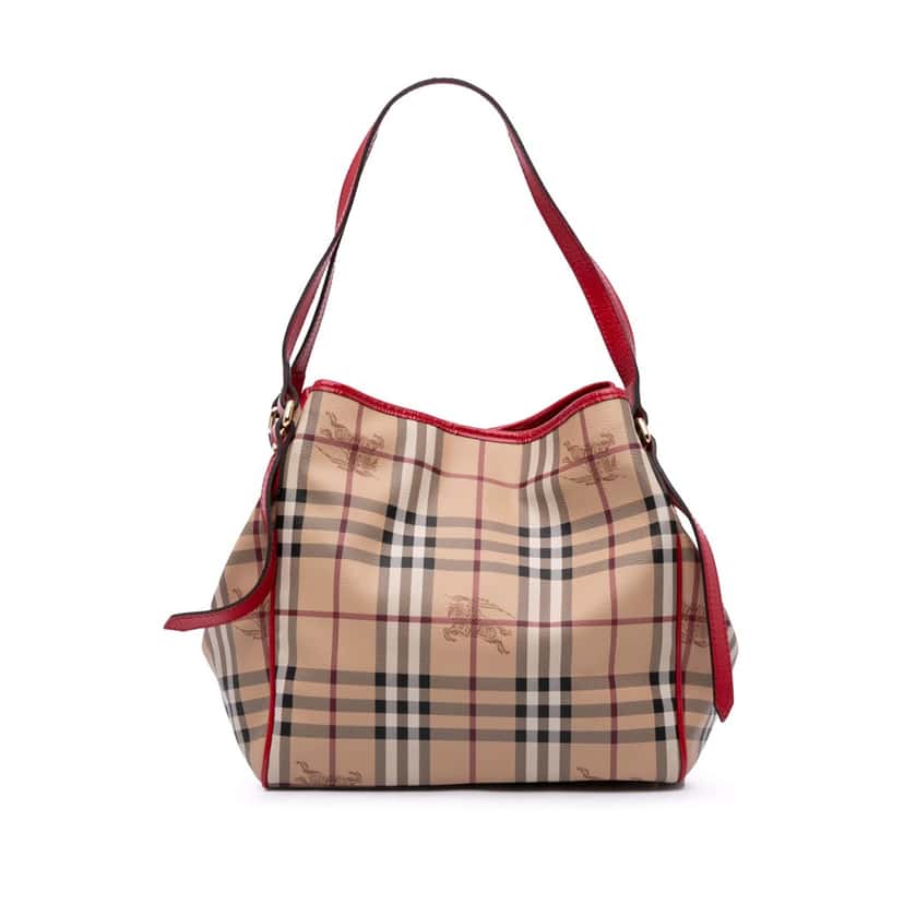 Burberry Small Haymarket Check Coated Canvas Canterbury Tote Brown Canvas Good condition - Front View