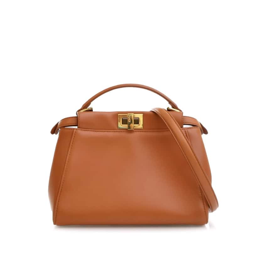 Fendi Mini Leather Iconic Peekaboo Satchel Brown Leather Good condition - Back View