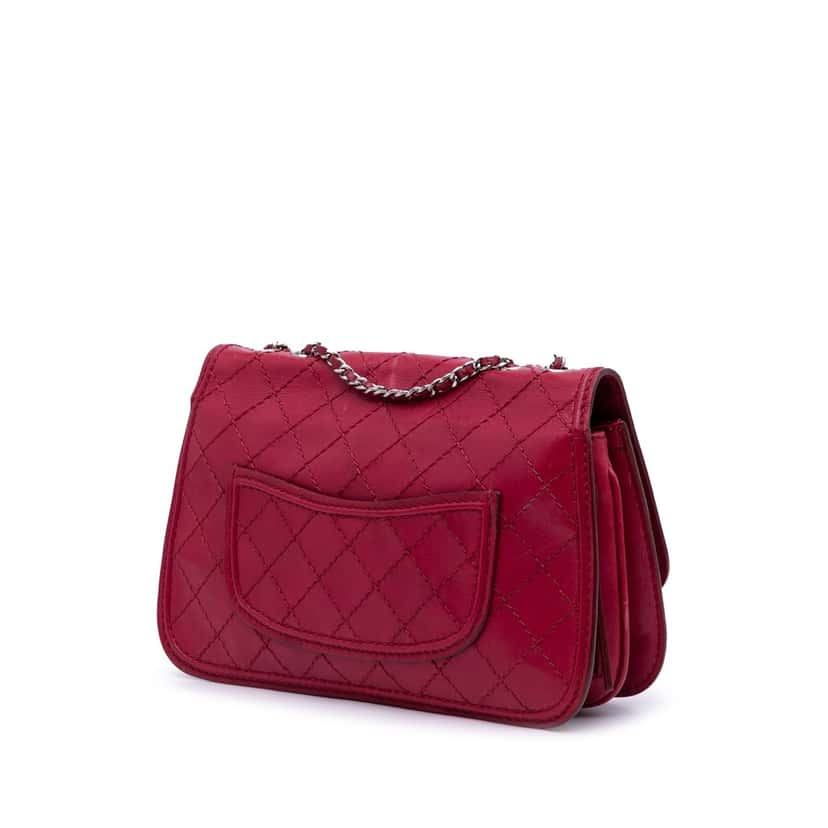 Chanel Medium Stitched Calfskin Citizen Flap Red Leather Good condition - Back View