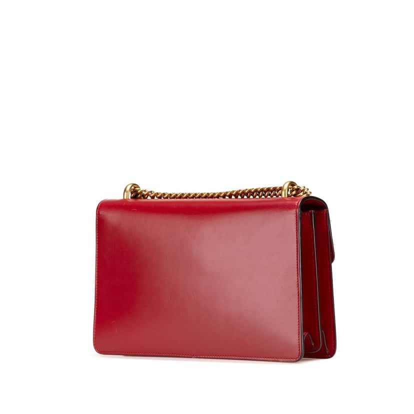 Gucci Medium GG Marmont Leather Chain Flap Red Leather Good condition - Back View