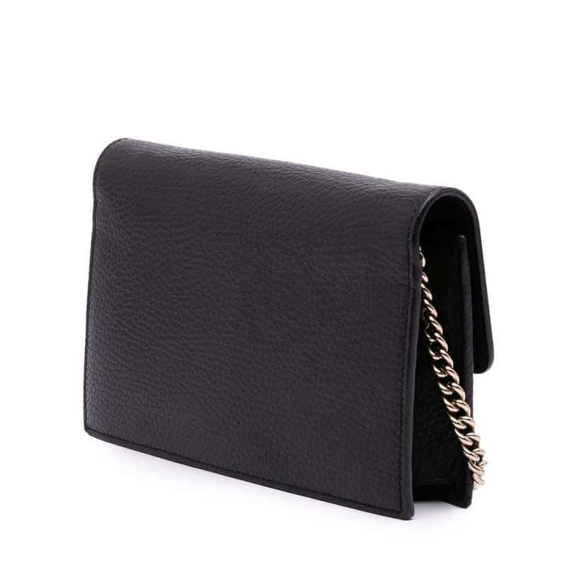 Gucci Leather Interlocking G Dollar Wallet on Chain Black Leather Good condition - Back View