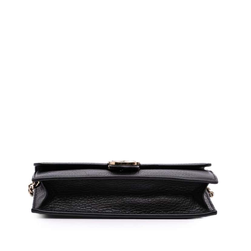 Gucci Leather Interlocking G Dollar Wallet on Chain Black Leather Good condition - Inside View