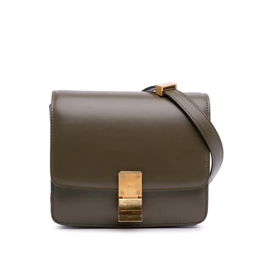 Celine Small Calfskin Classic Box Brown Leather Good condition - Front View