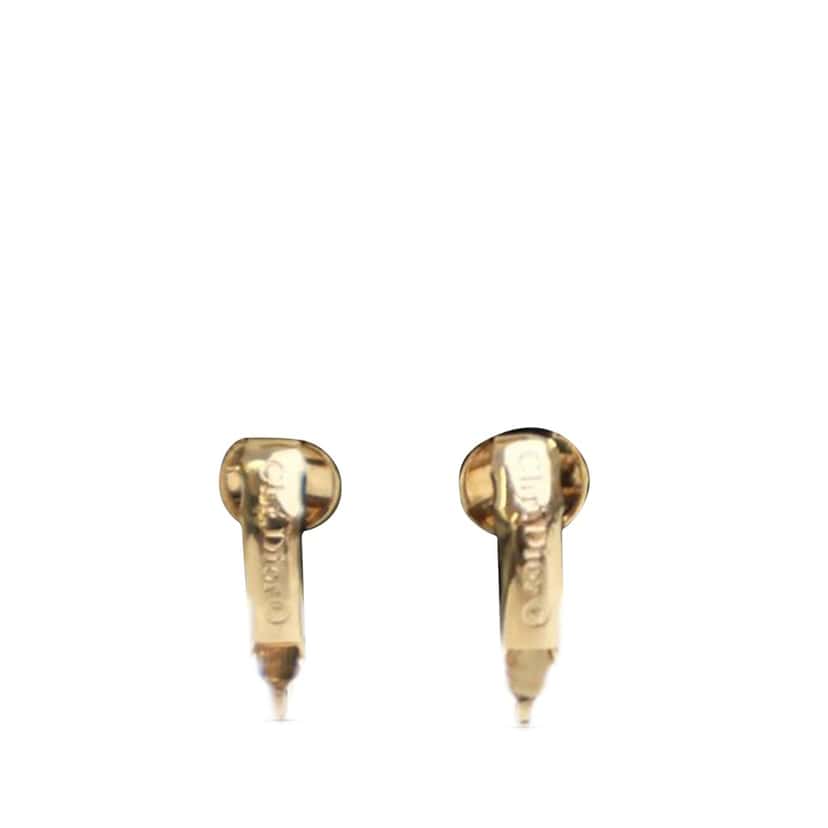 Dior Gold Plated Rhinestone Clip On Earrings Gold Metal Good condition - Back View