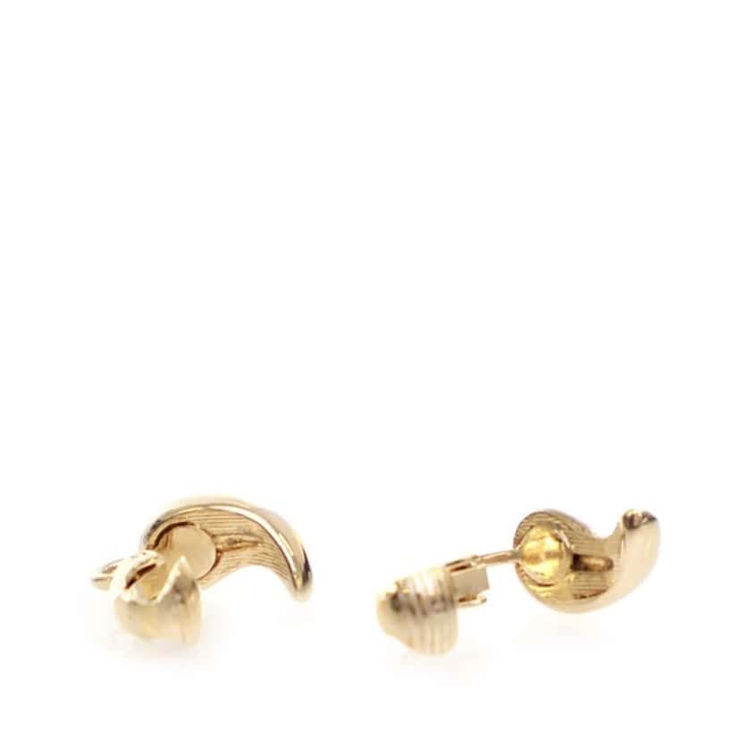 Dior Gold Plated Rhinestone Clip On Earrings Gold Metal Good condition - Inside View