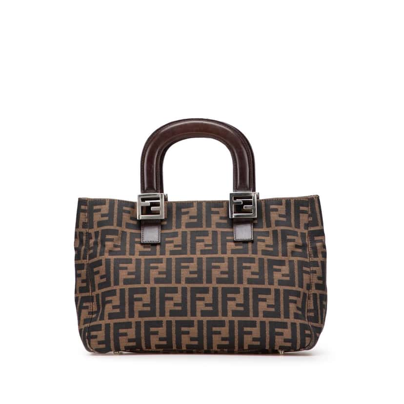Fendi Small Zucca Canvas Twins Tote Brown Canvas Good condition - Front View