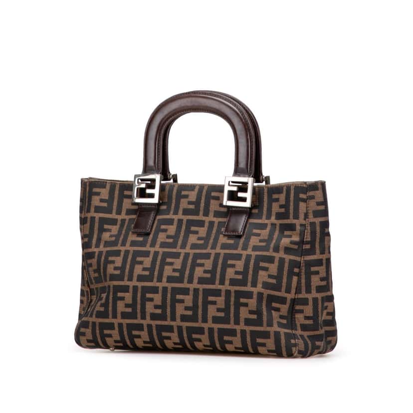 Fendi Small Zucca Canvas Twins Tote Brown Canvas Good condition - Back View