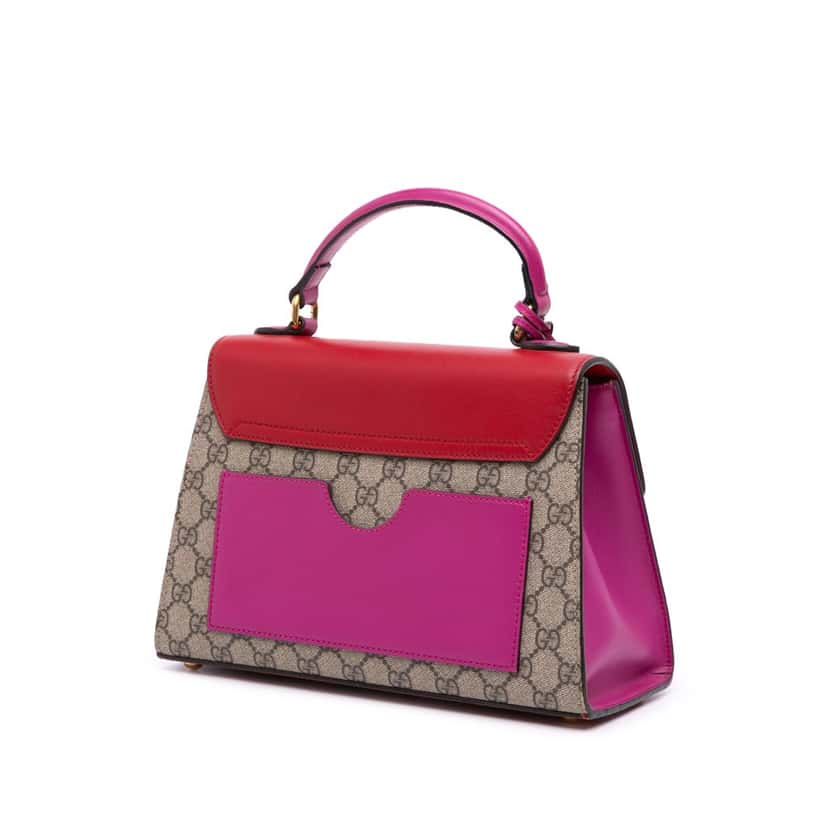 Gucci Small GG Supreme Padlock Satchel Brown Canvas Good condition - Back View