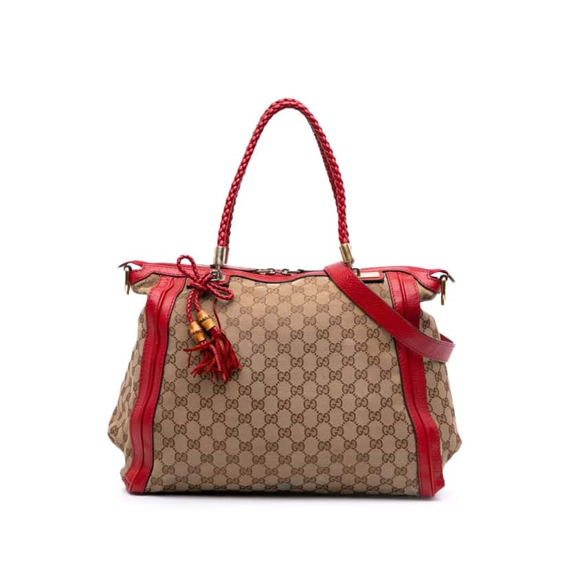 Gucci Large GG Canvas Bella Satchel Brown Canvas Good condition - Front View