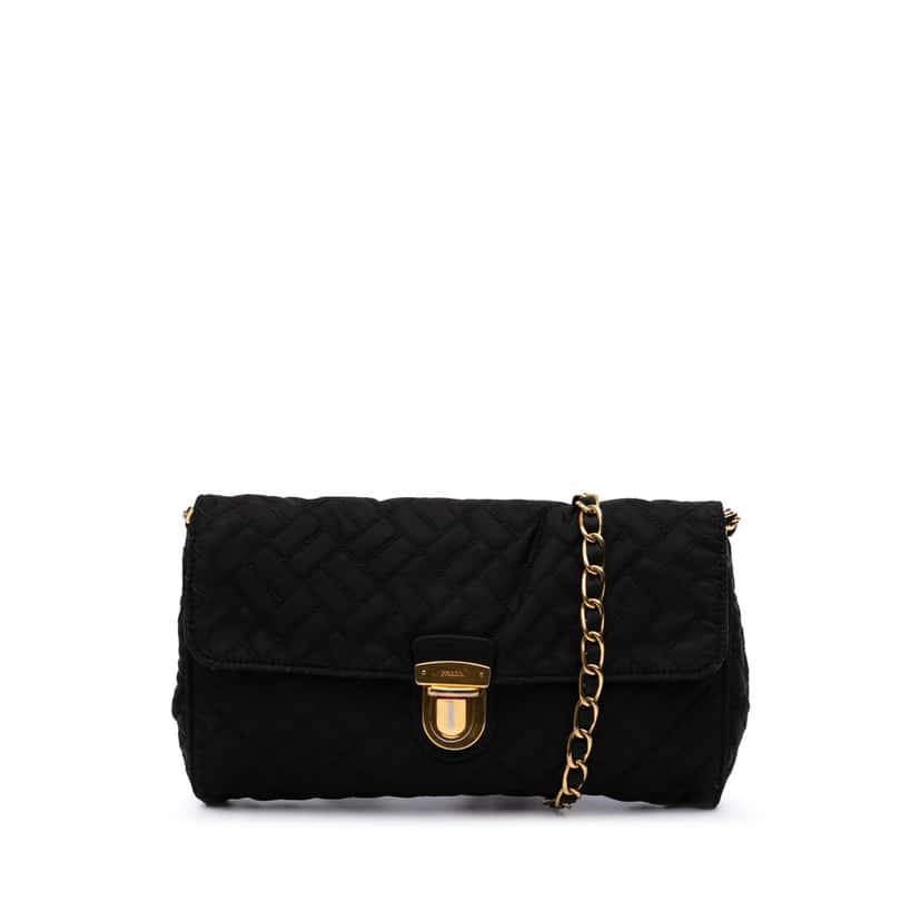 Prada Impuntu Tessuto Chain Crossbody Black Good condition - Front View