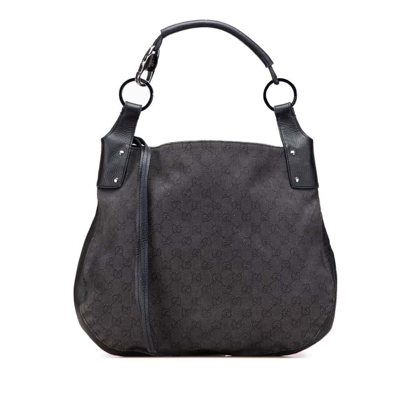 Gucci Large GG Denim Hobo Black Denim Good condition - Front View
