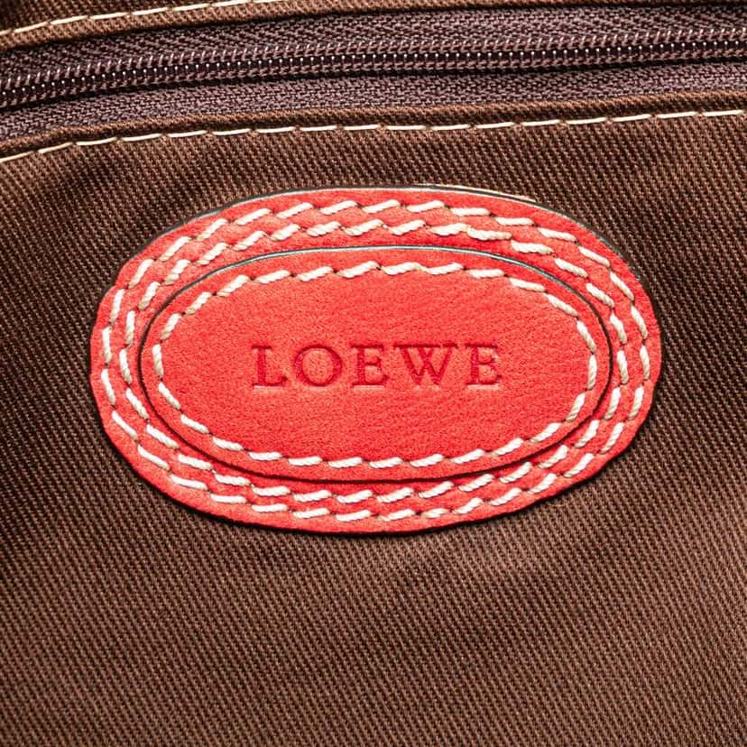 Loewe Nubuck Anagram Madrid Fringe Shoulder Bag Red Leather Very good condition - Box View