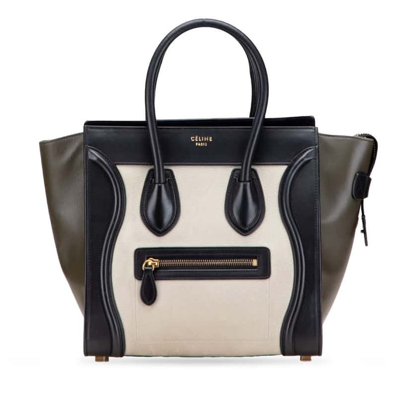Celine Micro Tricolor Leather Luggage Tote White Leather Good condition - Front View