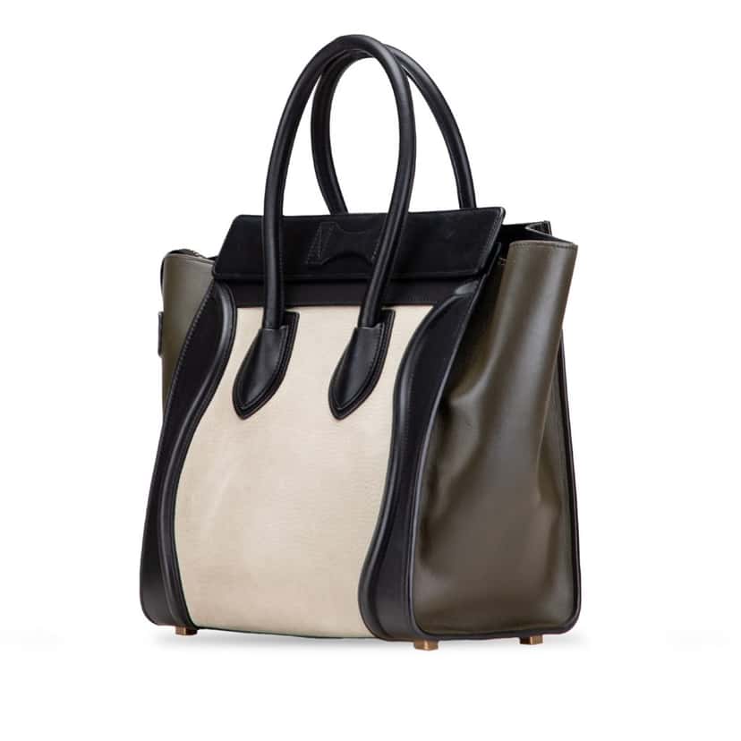 Celine Micro Tricolor Leather Luggage Tote White Leather Good condition - Back View
