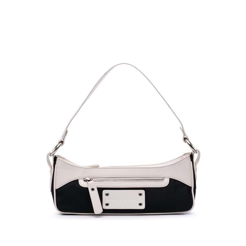 Burberry Leather And Canvas Shoulder Bag White Leather Good condition - Front View