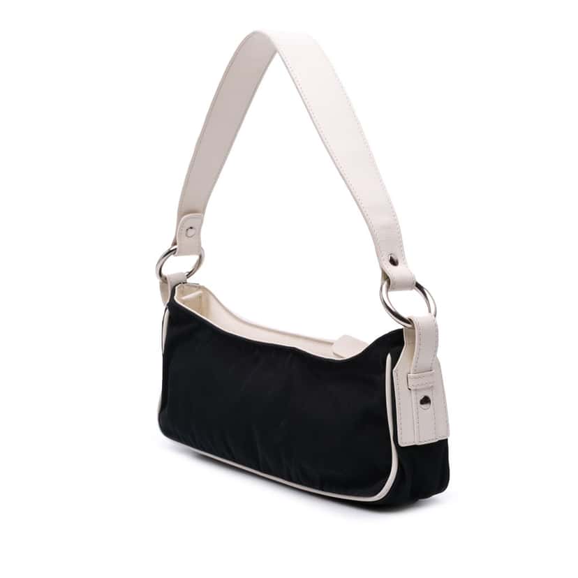 Burberry Leather And Canvas Shoulder Bag White Leather Good condition - Back View