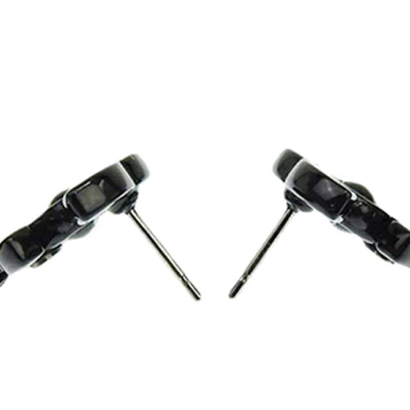 Chanel CC Plastic Drop Push Back Earrings Black Good condition - Box View