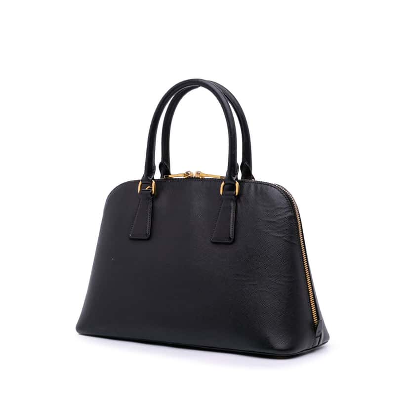 Prada Medium Saffiano Lux Promenade Satchel Black Leather Good condition - Back View
