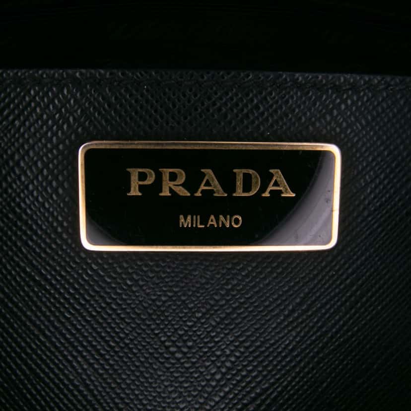 Prada Medium Saffiano Lux Promenade Satchel Black Leather Good condition - Box View