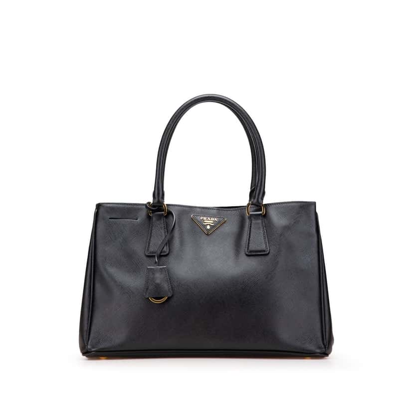 Prada Small Saffiano Lux Galleria Tote Black Leather Good condition - Front View