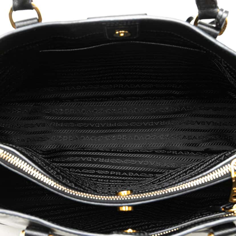 Prada Small Saffiano Lux Galleria Tote Black Leather Good condition - Box View
