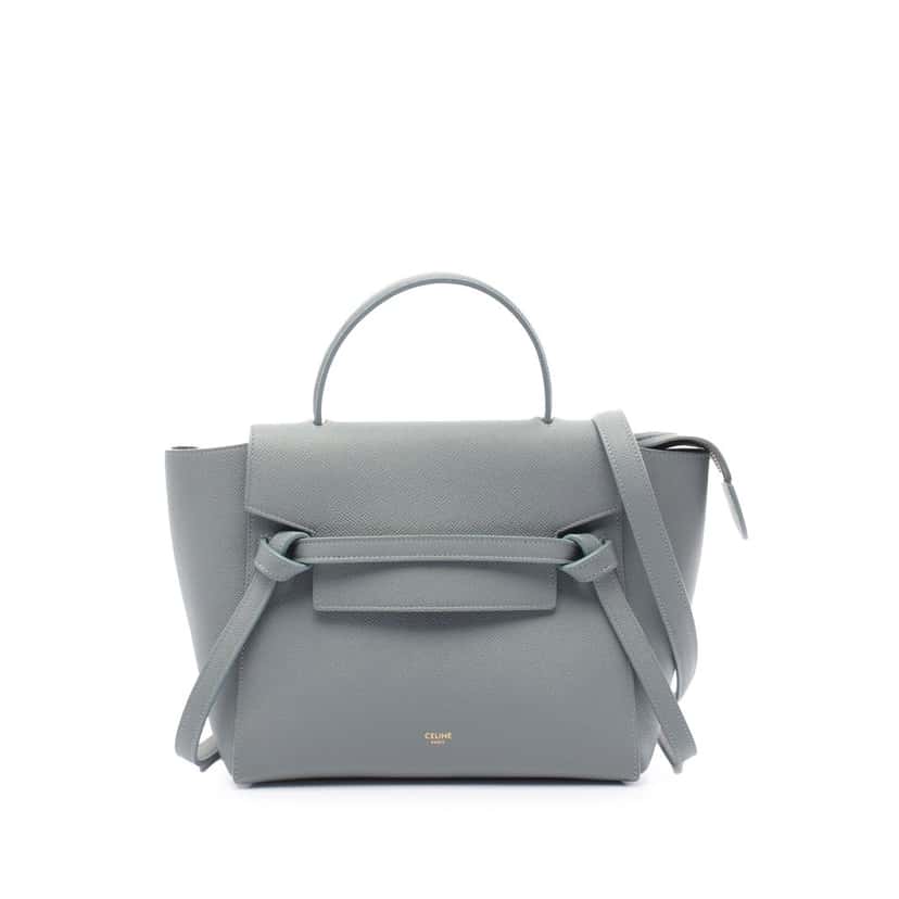 Celine Micro Grained Calfskin Belt Bag Blue Leather Good condition - Front View