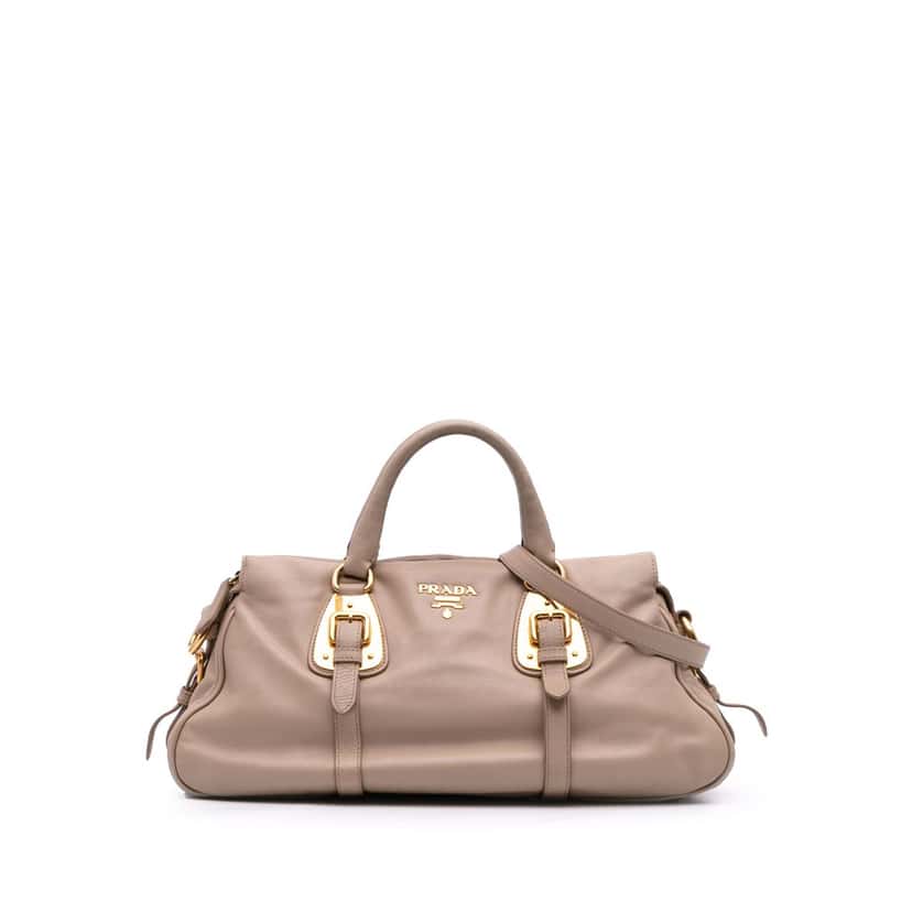 Prada Soft Calfskin Shopping Satchel Brown Leather Good condition - Front View
