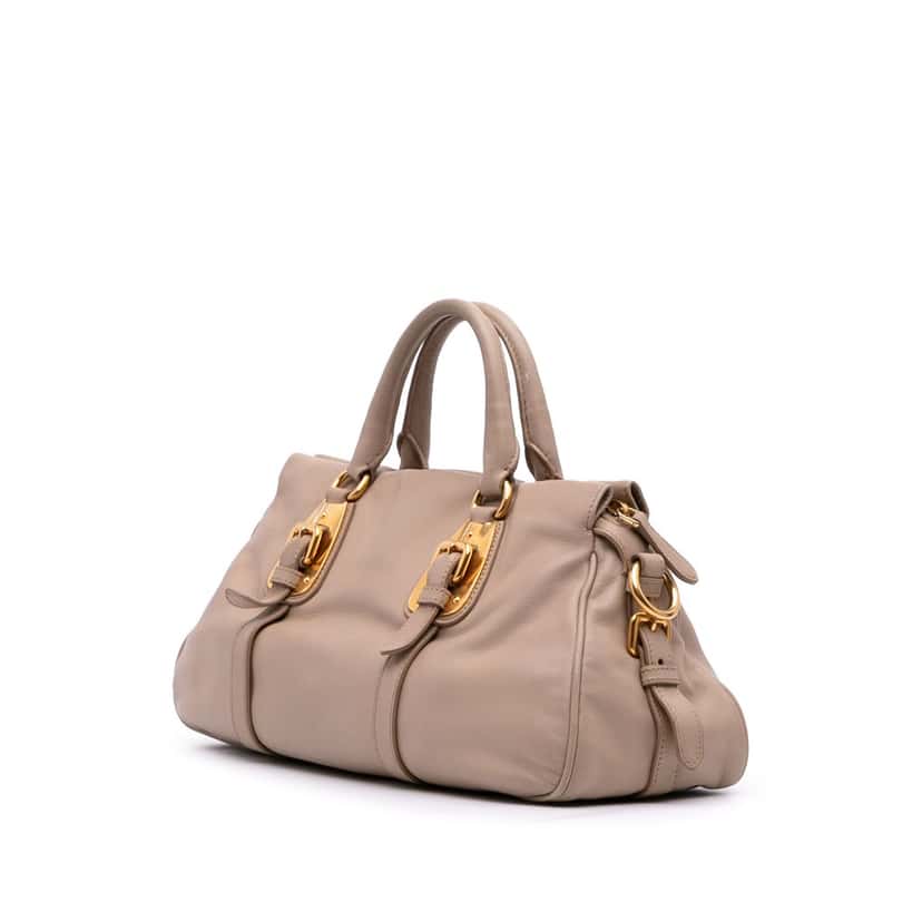 Prada Soft Calfskin Shopping Satchel Brown Leather Good condition - Back View