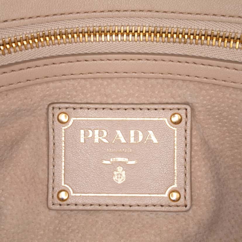 Prada Soft Calfskin Shopping Satchel Brown Leather Good condition - Box View