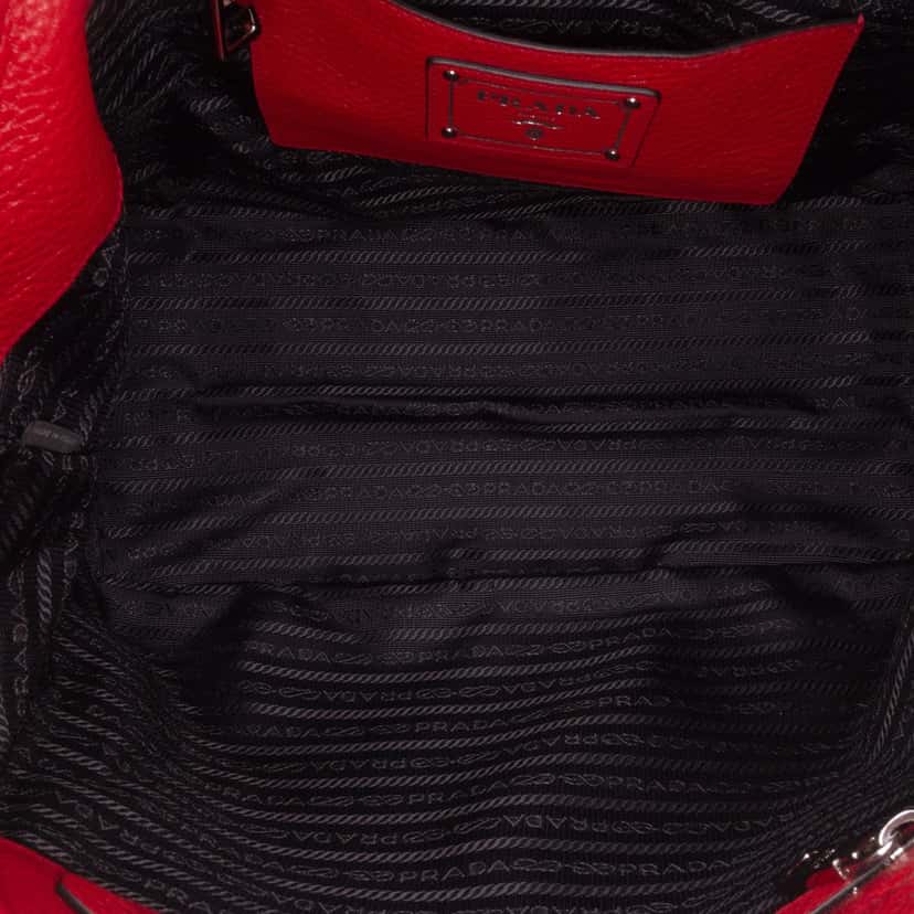 Prada Vitello Daino Double Handle Satchel Red Leather Good condition - Model View