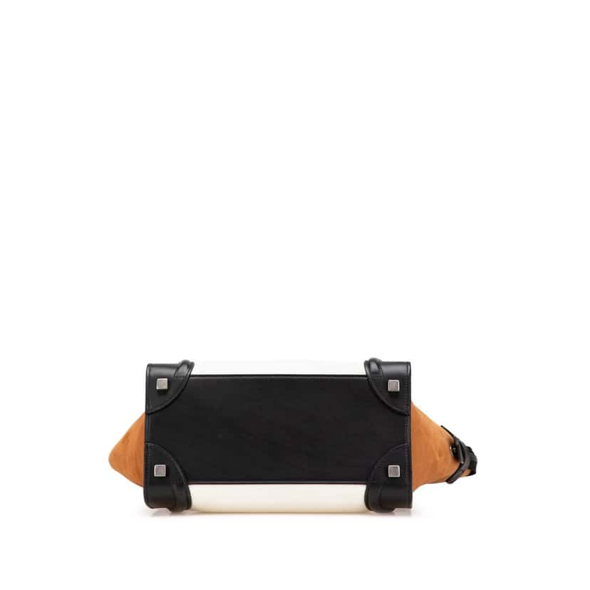 Celine Micro Tricolor Nubuck and Calfskin Luggage Tote White Leather Good condition - Inside View