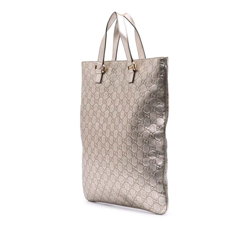 Gucci Metallic Guccissima Tote Silver Leather Good condition - Back View