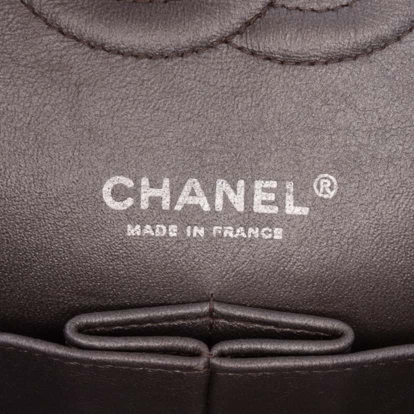 Chanel Medium Classic Lambskin Double Flap Grey Leather Good condition - Box View