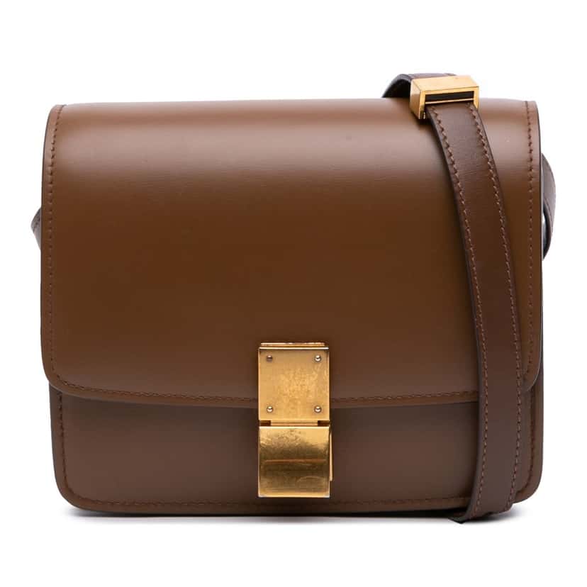 Celine Small Calfskin Classic Box Brown Leather Good condition - Front View