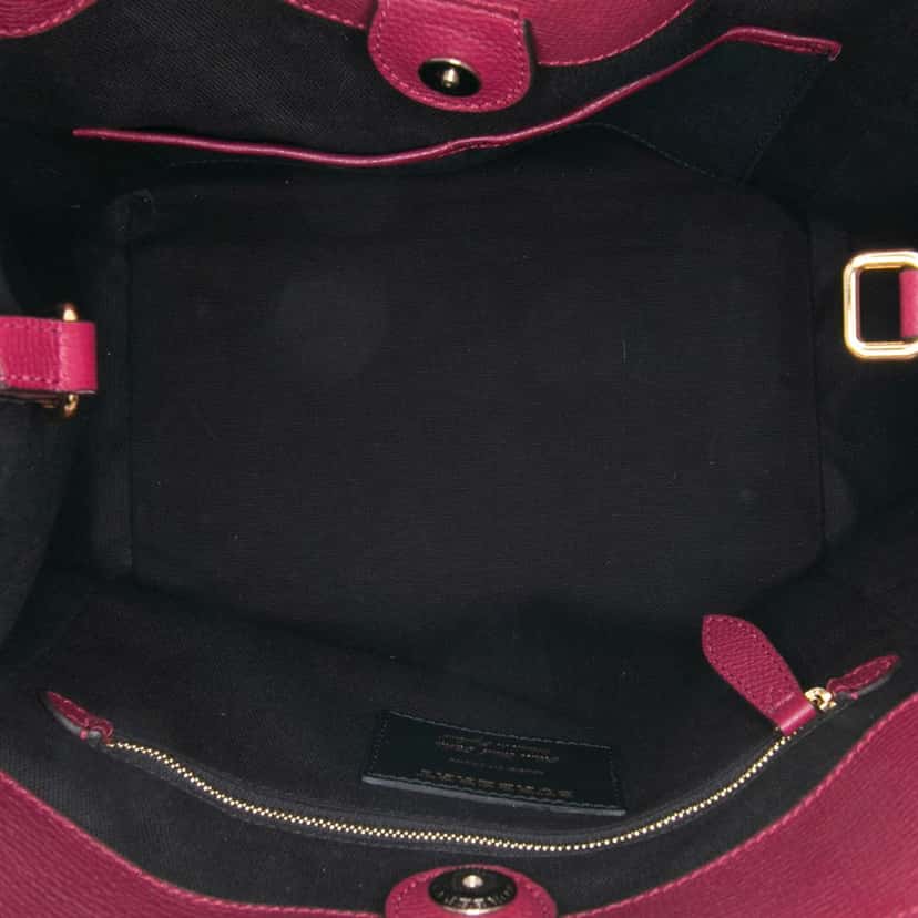 Burberry Grained Calfskin and House Check Canvas Canterbury Tote Purple Leather Good condition - Model View
