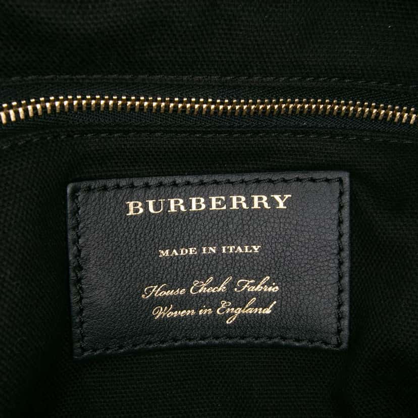 Burberry Grained Calfskin and House Check Canvas Canterbury Tote Purple Leather Good condition - Box View