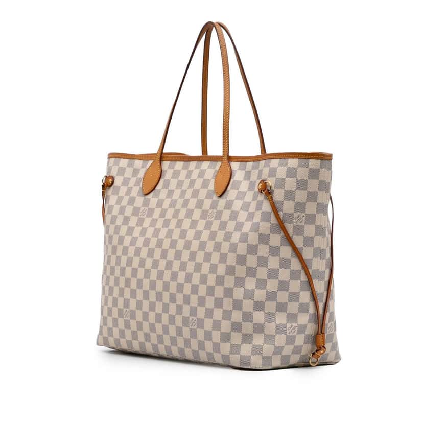 Louis Vuitton Damier Azur Neverfull GM White Canvas Good condition - Back View
