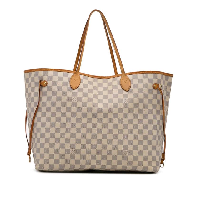 Louis Vuitton Damier Azur Neverfull GM White Canvas Good condition - Front View
