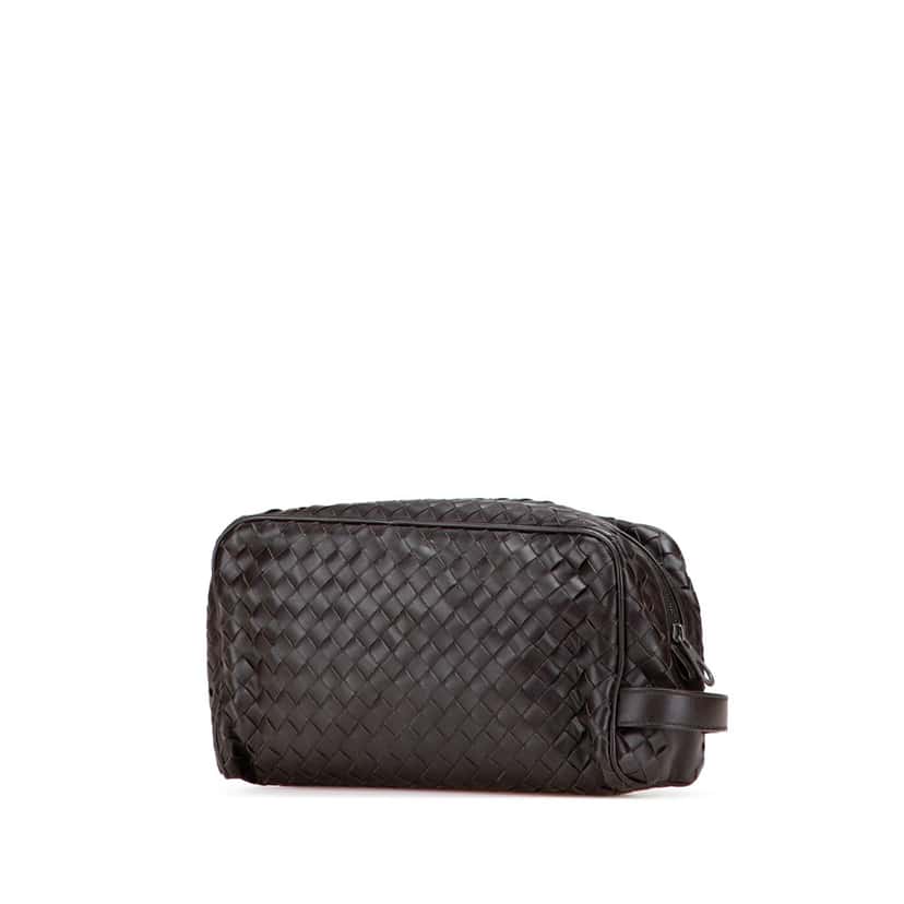Bottega Veneta Nappa Intrecciato Pouch Brown Leather Good condition - Back View